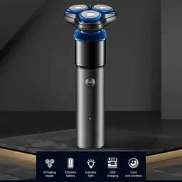 Електробритва XPRO V-325 для чоловіків роторна для вологого і сухого гоління з плаваючими головками чорна (41589-16009_299) - мініатюра 2