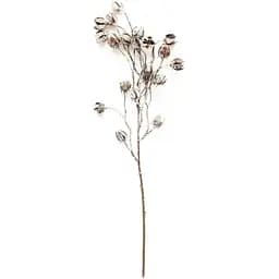 Веточка новогодняя Devilon декоративная с цветами 62 см бежевая (170227)