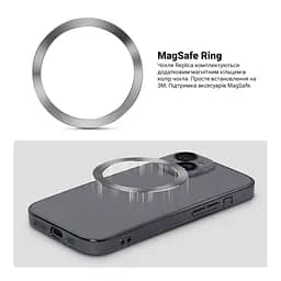 Чехол-накладка для Apple iPhone 14, Replica MagSafe, серый, противоударный защитный чехол с магнитным кольцом MagSafe, защита всего корпуса, TPU+PC, зеркальный, выступающий бортик вокруг экрана, ArmorStandart (ARM76219) - мініатюра 4