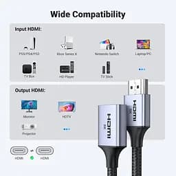 Кабель UGREEN HD165 подовжувач HDMI 2.1 4K 120HZ 8K 60HZ 17cm (15518) - мініатюра 2