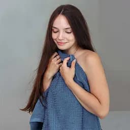 Рушник банний Lovely Svi  бавовна жаккардове для ванної, готелів, СПА - 70 х 140 см Diamond Grid Синій (551124) - мініатюра 2