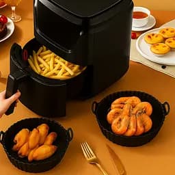 Кругла силіконова форма для аерогрилю, духовки та мультипечі 22х22 см, Kitchen Master Сірий 87962 - мініатюра 2