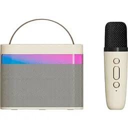 Бездротова Дитяча Міні Караоке Система KTV К13 Блютуз Колонка з LED Підсвічуванням Молочна (736)