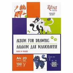 Альбом-склейка для малювання Cats А4 100г/м2 20л ROSA Kids