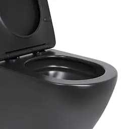 Унітаз підвісний Qtap Robin New Ultra Quiet безобідковий з сидінням Soft-close Black matt QT13332381АSMB, Чорний матовий - мініатюра 7