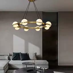 Элегантная латунная кольцевая люстра на 8 плафонов Ø 80 см | Ст. SG 51/8 AB+WT | Line F