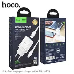 Зарядний пристрій і кабель Hoco Micro USB cable Ardent charger set N1 1USB чорні - мініатюра 2