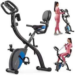 Велотренажер магнітний Hop-Sport HS-3010X Grix X-Bike з еспандерами чорно-синій - мініатюра 7