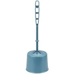 Щетка для унитаза IdeaHome с подставкой и крышкой голубая (5015-IH-голубой)