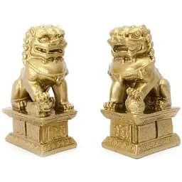 Китайські леви пара кам'яна крихта "бронза" 10,5х6х4 см