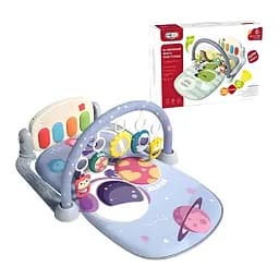 Дитячий ігровий килимок з планетою з музичним піаніно, брязкальцями та дзеркальцем-соняшником