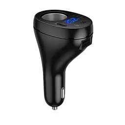 Автомобільний зарядний пристрій Hoco Z61 USB/2 Type-C з роз'ємом прикурювача і дисплеєм чорний - мініатюра 3