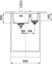 Franke Мийка кухонна Maris фраграніт прямокутник без крила 553х433х200 мм чаша - 1.5 під стільницю MRG 160 сірий камінь - мініатюра 3