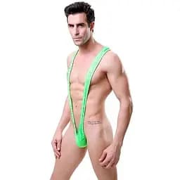 Стрінги-комбінезон чоловічі великого розміру біфлекс для вечірок M-L-XL зелені