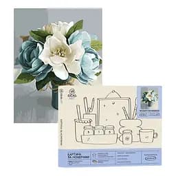 Набір для розпису по номерах "Квіти блакитні та білі у маленькій вазі" 40*50 см, IDEA2-GX46055, ТМ "99IDEAS"