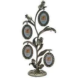 Мультирамка Квітка для 5 фото металева срібляста 25.5 х 12 х 7 см (9683p)