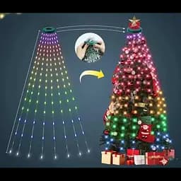 Гирлянда Конский хвост от USB, 2м, 10 нитей, 200LED + пульт / Смарт гирлянда / Умная гирлянда на елку