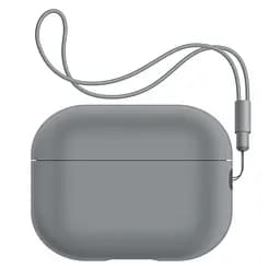 Силіконовий чохол для навушників Apple AirPods Pro 2 2022, Silicone Case with straps, сірий, захисний чохол з ремінцем, ультратонкий і легкий, повний захист, з підвіскою, м"який силікон, ArmorStandart (ARM68610)