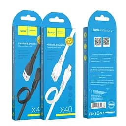 Кабель Hoco X40 USB to iP 2.4A 1 м TPE TPE connectors чорний - мініатюра 2