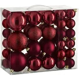 Ялинкові кулі House of Seasons пластикові 4/6/8 см 46 шт. бордові (8720967923489)