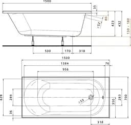 Ванна акрилова Kolo Opal Plus 150x70 XWP135000N - мініатюра 2