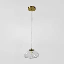 Скляний прозорий підвіс з легкими вигинами у латунному корпусі Ø 20 см | Line F | Арт. MJ82-200 AB+CL