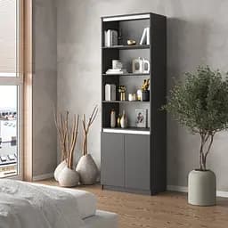 Шкаф для книг Vays пенал с полками R-29 Антрацит-Белые планки