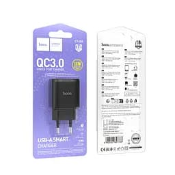 Мережевий зарядний пристрій Hoco C140A Smart single port QC3.0 charger(EU) Чорний - мініатюра 2