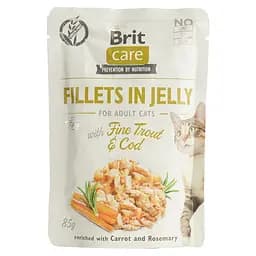 Вологий корм для котів Brit Care Cat тріска та форель в желе 85 г