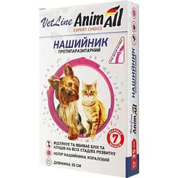 Нашийник протипаразитарний AnimAll VetLine для кішок і собак кораловий 35 см