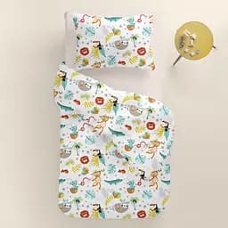 Дитяча постільна білизна в ліжечко JUNGLE ANIMALS, м'ята (AnimalsJungleMintBeige_98Cappuccino_140) - мініатюра 2