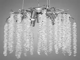 Витончена підвісна кришталева люстра Гліцинія, 6 ламп, хром