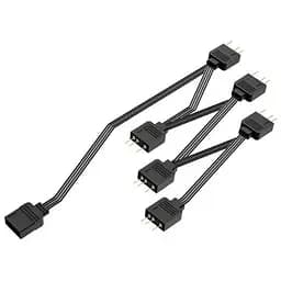 Кабель-спліттер ID-Cooling FS-06 ARGB чорний для підключення шістьох 4-pin вентиляторів до роз'єму материнської плати або хабу