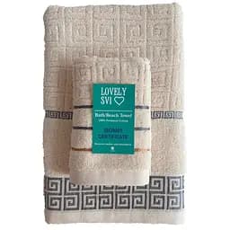 Набір 2 шт жакардові рушники Lovely Svi для ванної 70х140 см + 34 х 75 см Версаче Персиковий (2561110)