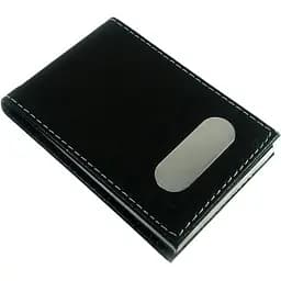 Візитниця No brand шкіряна з магнітним замком чорна 9x6.5x1.5 см