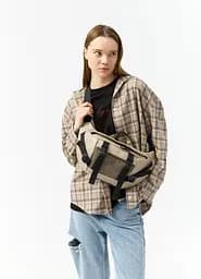 Большая женская поясная сумка бананка Sambag DynamicDart серая 38×21×7 см (80411130)