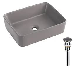 Раковина накладна Qtap Tern Stone grey, прямокутна, з донним клапаном QT17116069SG - мініатюра 2