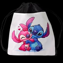 Дитяча сумка Стич для спортивної форми та взуття 35х40 см рожева (25-38)