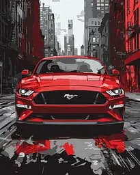 Набор для росписи по номерам Красный мустанг, Ideyka, 40x50 см, КНО5157