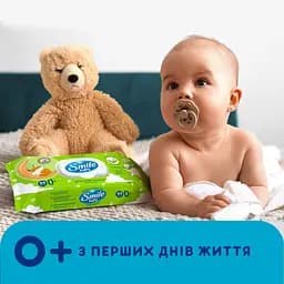 Уцінка. Серветка волога Smile baby Екстракт алое New sticker з клапаном 84 шт.  - мініатюра 3