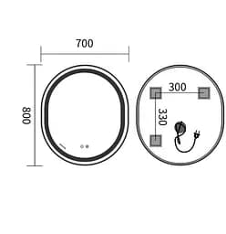 Дзеркало Mixxus Premium ELLIPSE MV05-80x70-REVERSE BLACK (LED Touch, Anti-fog (3-6kK)) (MP6646) - мініатюра 5