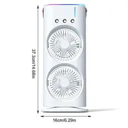 Акумуляторний настільний вентилятор Spray Fan 2in1 подвійний  Вітродуйка з підсвічуванням та зволоженням Білий - мініатюра 8