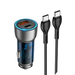 Адаптер автомобільний Hoco Type-C to Type-C cable Sprinter dual port Car charger NZ8 |1USB/1Type-C, QC/PD, 43W/3A| - мініатюра 2