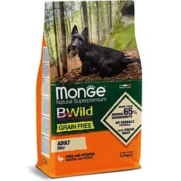 Беззерновий Сухий корм для дорослих собак дрібних порід Monge BWild Mini Adult Duck з м'ясом качки 15 кг - мініатюра 2