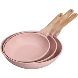 Набір сковорідок універсальних MGC алюмінієвих з антипригарним покриттям 1,2/2/3 л, рожевий MGC HP-4-410P