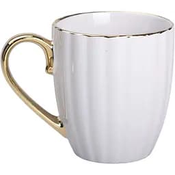 Чашка керамічна Liling Rongxiang Ceramic 420 мл із золотою ручкою сіра RX-N240629G