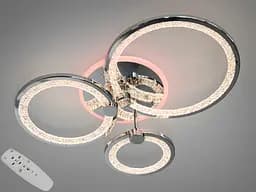 LED-люстра з пультом, димером і кольоровою підсвіткою, 70 Вт, хром