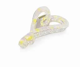 Заколка-крабик Серце 12 см прозорий акрил з вкрапленнями Жовтий