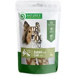 Лакомство для собак, роллы из кролика и трески, Nature's Protection snack for dogs rabbit and cod rolls, 75г