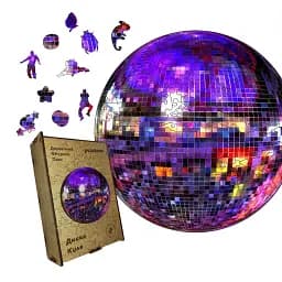 Дерев'яний фігурний пазл Гламурний Дискошар,, А4, Дерев'яна коробка 100 елементів